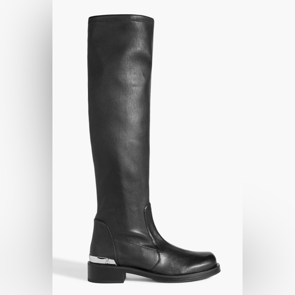 NIB Stuart Weitzman Mercer Bold Logo Slouch Black Boots Size 11 - Current Style - Picture 1 of 12